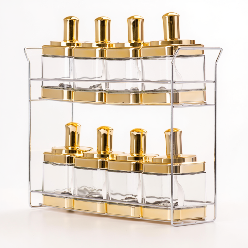 Изображение Набор емкостей для специй на подставке 8 шт. (350 мл) Gold HP-1338 ИМ Light-Deco 2 
