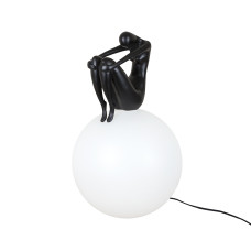 Світильник підлогово-настільний, настільна лампа декоративна Levistella 999002 BK чорна, плафон білий 