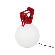 Світильник напольно-настільний, настільна лампа декоративна Levistella 999002 RED червона, плафон білий 