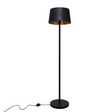 Торшер MSK Electric з чорним плафоном із тканини під лампу Е27 із чорною основою NL 3621 BK+BK
