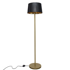 Торшер MSK Electric з чорним плафоном із тканини під лампу Е27 із золотою основою NL 3621 GD+BK