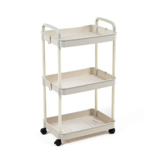Этажерка мобильная трехъярусная универсальная пластиковая слоновая кость 41*25*72см SW-00002435 Этажерка мобильная трехъярусная универсальная пластиковая слоновая кость 41*25*72см SW-00002435