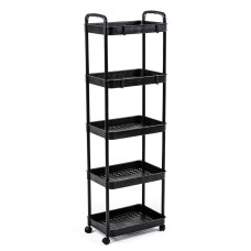 Этажерка мобильная пятиярусная универсальная пластиковая черная 41*25*127см SW-00002109 Этажерка мобильная пятиярусная универсальная пластиковая черная 41*25*127см SW-00002109