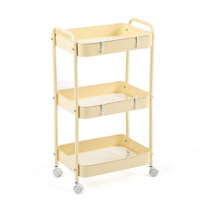 Этажерка мобильная трехъярусная универсальная из металла кремовая 45*30*78см SW-00002113 Этажерка мобильная трехъярусная универсальная из металла кремовая 45*30*78см SW-00002113
