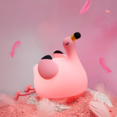 Нічник дитячий силіконовий сенсорний Фламінго VALESO A049 для спальні акумуляторний рожевий