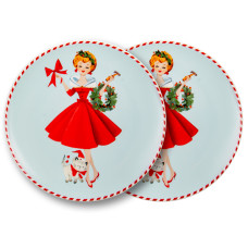 Набор из двух фарфоровых тарелок Lefard "Miss christmas" 21 см голубые ( 924-886)