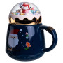 Зображення Чашка фарфоровая с крышкой Christmas 400 (мл) Синий Yiwu FM-CS-41B ИМ Light-Deco 3 