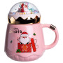 Зображення Чашка фарфоровая с крышкой Christmas 400 (мл) Розовый Yiwu FM-CS-41C ИМ Light-Deco 