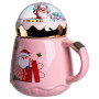 Зображення Чашка фарфоровая с крышкой Christmas 400 (мл) Розовый Yiwu FM-CS-41C ИМ Light-Deco 2 