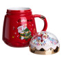 Зображення Чашка фарфоровая с крышкой Christmas 400 (мл) Красный Yiwu FM-CS-41D ИМ Light-Deco 2 