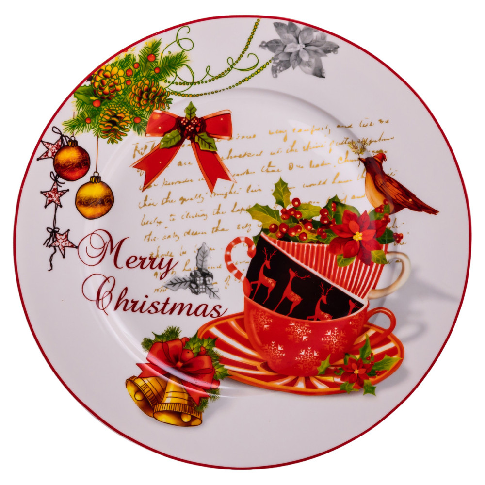 Зображення Набор новогодних тарелок из фарфора Merry Christmas 7 (шт) Ø26.5/19 см Yiwu HP-SDHK-13 ИМ Light-Deco 3 