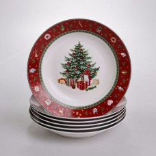 Набор тарелок суповых Christmas из фарфора 6 штук по 21 см Yiwu HP-SDHK-25
