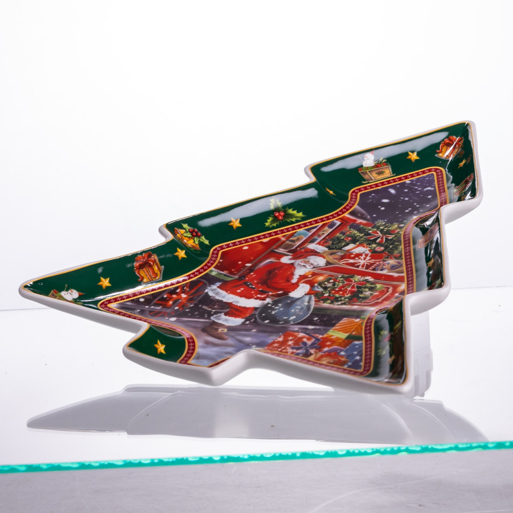 Изображение Блюдо сервировочное новогоднее для закусок из фарфора Santa 29×24×2 (см) HP-SDHK-18 ИМ Light-Deco 1 