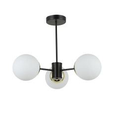 Люстра молекула потолочная Light House SRS-20769/3 черная + золото, плафоны белые