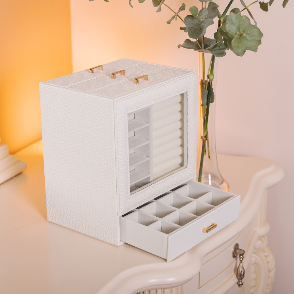 Зображення Шкатулка для украшений из эко кожи 3 яруса органайзер для ювелирных изделий HP-5-16W ИМ Light-Deco 8 