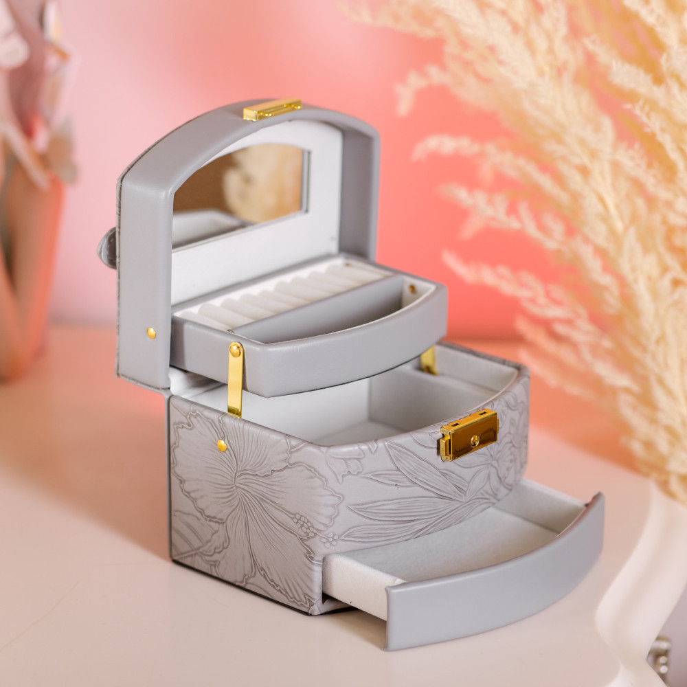 Зображення Шкатулка для украшений из эко кожи 3 яруса с замком органайзер для ювелирных изделий HP-5-23G ИМ Light-Deco 6 