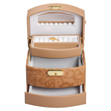 Шкатулка для украшений из эко кожи 3 яруса с замком органайзер для ювелирных изделий HP-5-23BR