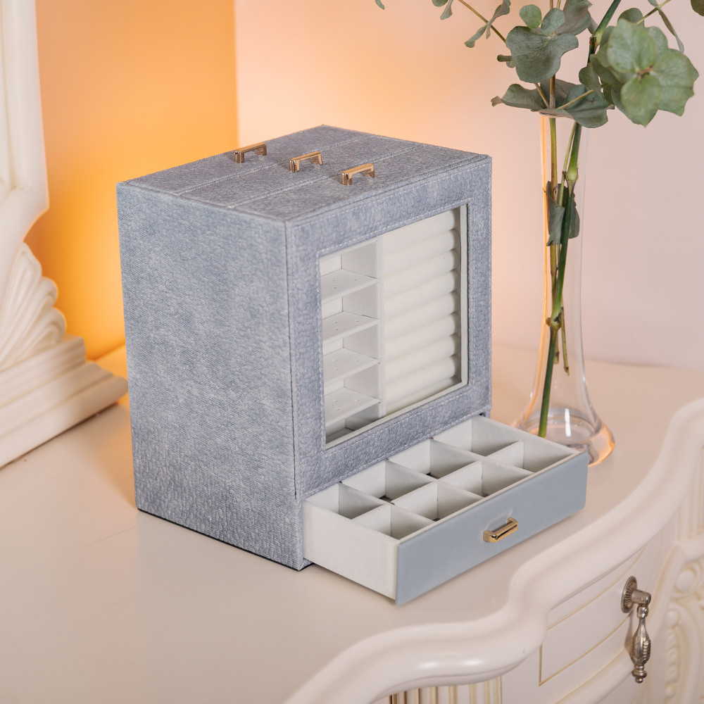 Зображення Шкатулка для украшений из эко кожи 3 яруса органайзер для ювелирных изделий HP-5-16G ИМ Light-Deco 7 