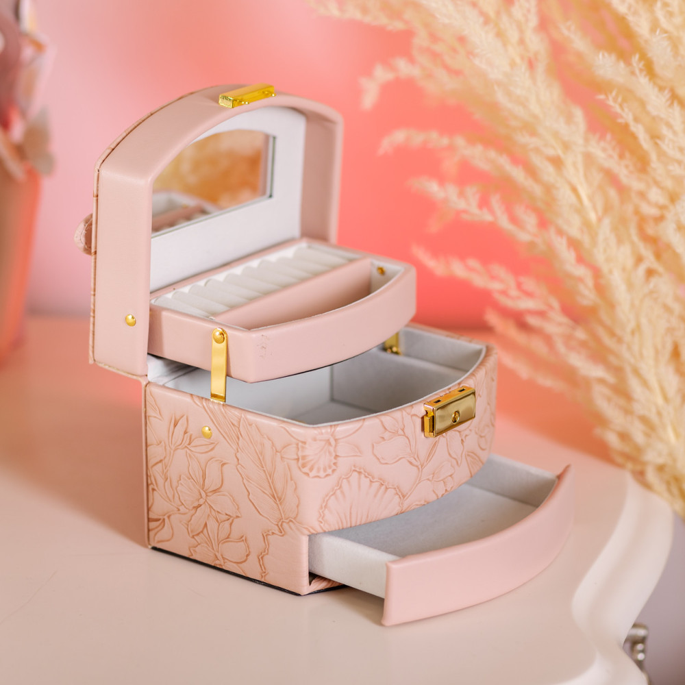 Зображення Шкатулка для украшений из эко кожи 3 яруса с замком органайзер для ювелирных изделий HP-5-23P ИМ Light-Deco 6 