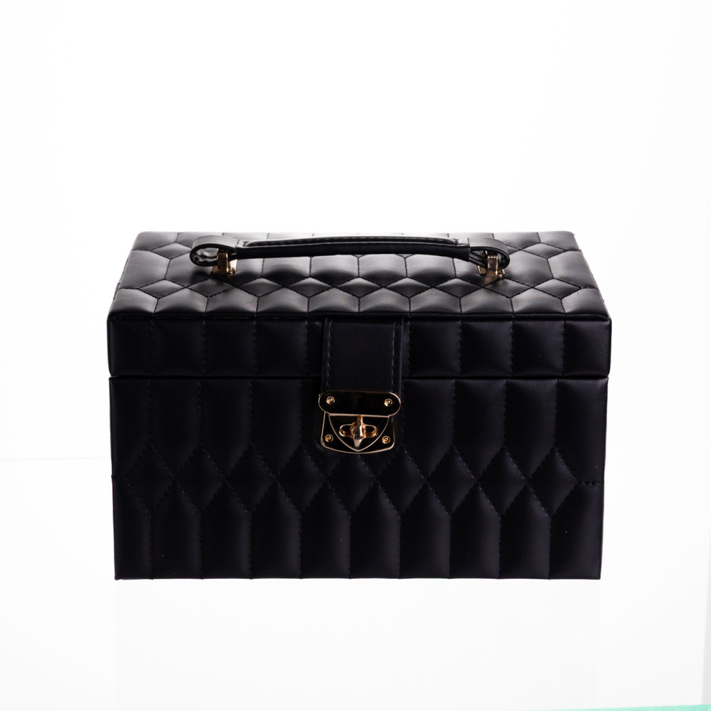 Зображення Шкатулка для украшений из эко кожи 3 яруса с зеркалом органайзер для ювелирных изделий Черный Yiwu HP-5-17B ИМ Light-Deco 7 