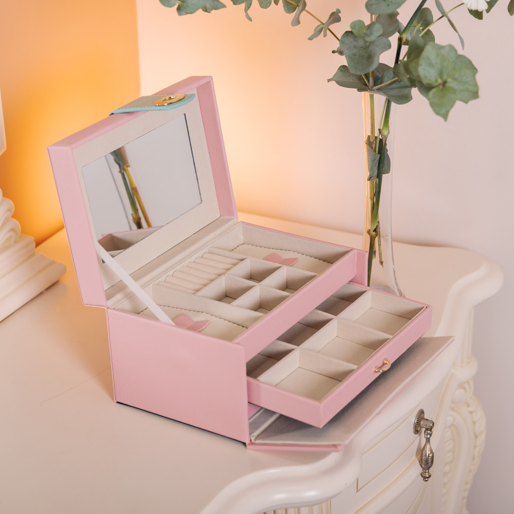 Зображення Шкатулка для украшений из эко кожи 3 яруса с зеркалом органайзер для ювелирных изделий HP-5-17P ИМ Light-Deco 6 