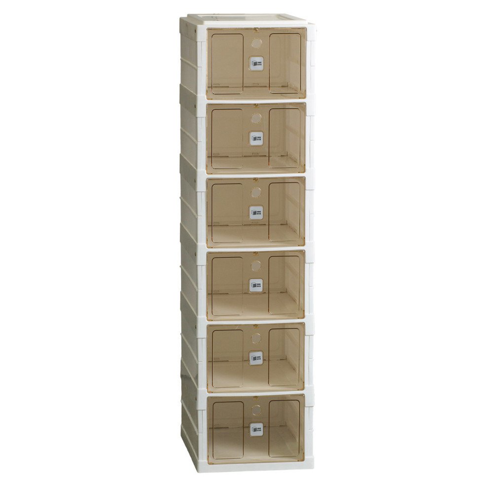 Зображення Шкаф для обуви портативный пластиковый 33 х 26 х 100 см на 6 полок Белый HPS658 ИМ Light-Deco 