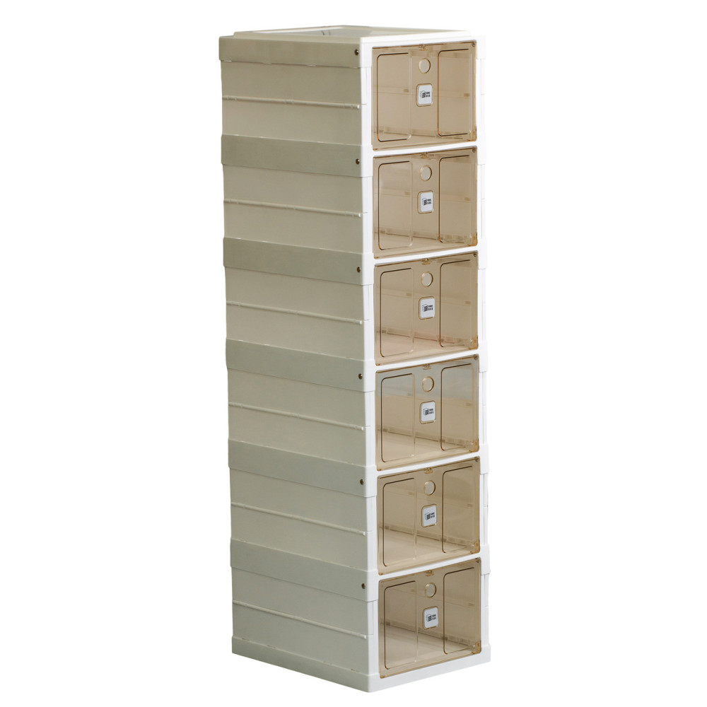 Зображення Шкаф для обуви портативный пластиковый 33 х 26 х 100 см на 6 полок Белый HPS658 ИМ Light-Deco 2 