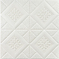 Самоклеюча декоративна стельова стінна 3D панель вензеля в ромбі 700x700х5мм (374) SW-00000881