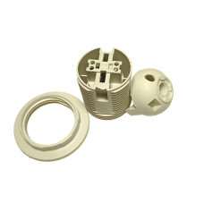 Патрон Е27 пластик з різьбленням білий