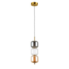 Светильник подвесной светодиодный LED Levistella 800P3151 (110*300) SCA бронза, плафон дымчатый + прозрачный + янтарный