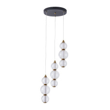 Світильник підвісний світлодіодний LED Levistella 788P68133C-3 BK+AB+CL чорний, плафон прозорий