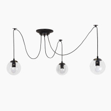 Світильник підвісний павук Light House LS-19447-3 BK+CL чорний, плафон прозорий 