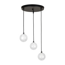 Люстра підвісна Лофт Light House LS-19514-3 BK+CLWH (300) чорна, прозорий плафон + білий