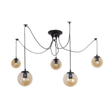 Світильник підвісний павук Light House LS-19447-5 BK+BR чорний, плафон коричневий 