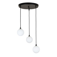 Люстра підвісна Лофт Light House LS-19514-3 BK+WH (300) чорна, плафон білий 