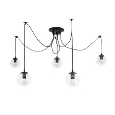 Світильник підвісний павук Light House LS-19447-5 BK+CL чорний, плафон прозорий 