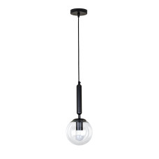 Люстра підвісна куля Levistella 9992015F-1 BK+CL чорна, плафон прозорий