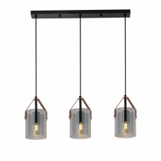 Люстра підвісна в стилі Лофт Light House SRS-20404/3L Matte Black чорна, плафон сірий