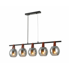 Люстра підвісна в стилі лофт Light House SRS-20406/5 Matte Black чорна, плафон глянцевий сірий