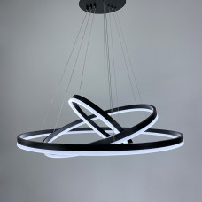 Люстра підвісна світлодіодна Light House LNF-17538/152W у вигляді трьох кілець 80+60+40 см чорна