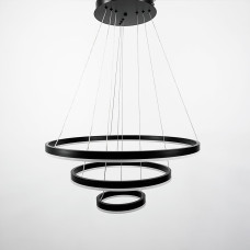 Люстра підвісна світлодіодна Light House LNF-17538/107W у вигляді трьох кілець 60+40+20 см чорна