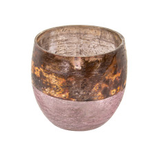 Стеклянный подсвечник декоративный 9x10см розовый