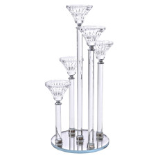 Свічник скляний на ніжці на 5 свічок Light House LG-30108 CL прозорий висота 38 см