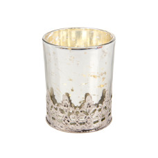 Стеклянный подсвечник декоративный с металлической подставкой 8x9см