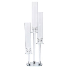 Свічник скляний на ніжці на 3 свічки Light House LG-30103 CL прозорий висота 73 см