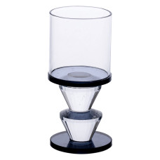 Свічник скляний Light House LG-30071 CL+BK прозорий із чорним висота 13 см