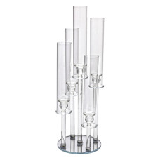 Свічник скляний на ніжці на 5 свічок Light House LG-30105 CL прозорий висота 73 см