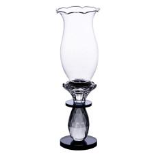 Свічник скляний Light House LG-30079 CL+BK прозорий з чорним висота 26 см