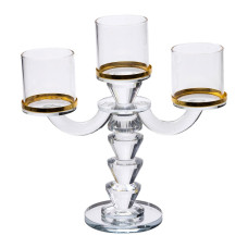 Канделябр свічник скляний на ніжці на 3 свічки Light House LG-30061 CL прозорий