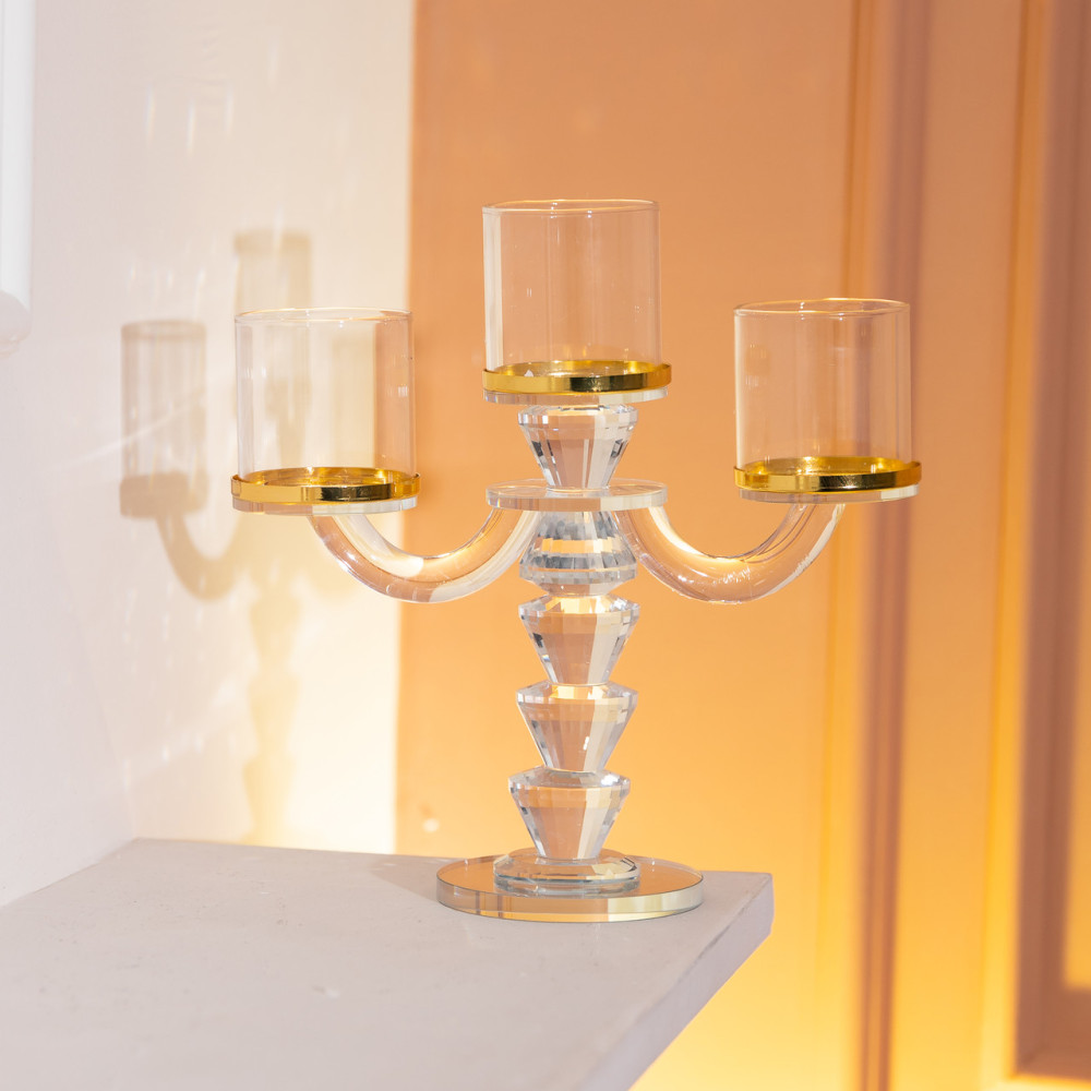 Зображення Канделябр свічник скляний на ніжці на 3 свічки Light House LG-30061 CL прозорий ИМ Light-Deco 3 